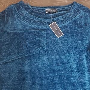KAREN SCOTT Blue Chenille Pullover Sweater NWT